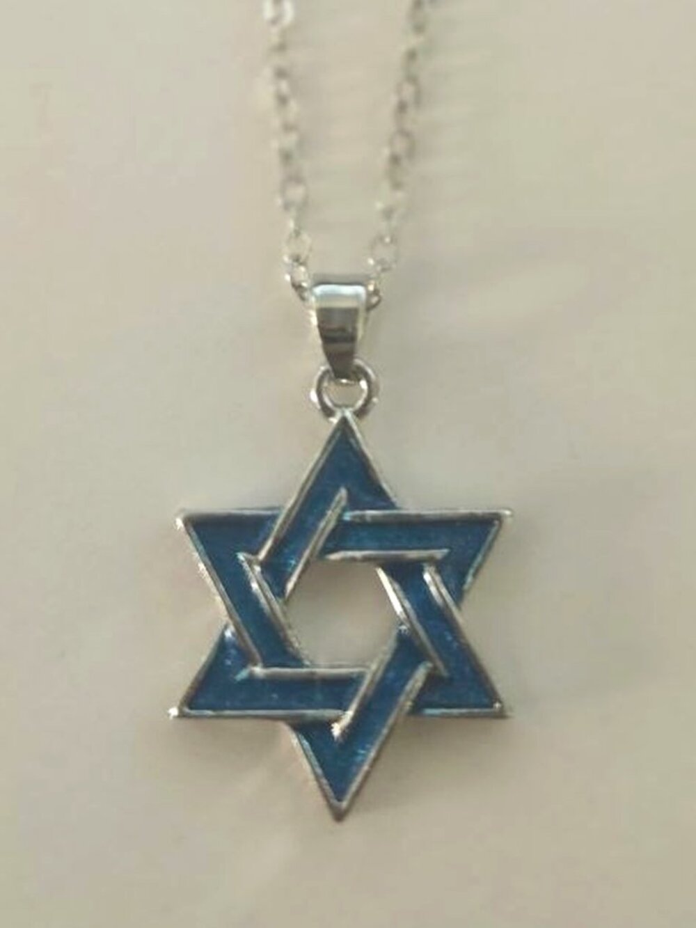 Star of David Necklace Magen David Teal Silver Pendant Judaica Bat Mitzvah Gift